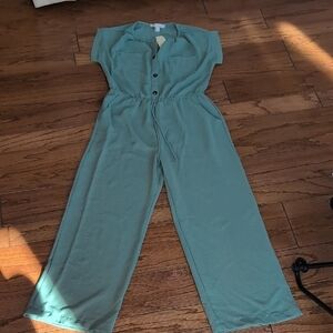 Monteau Lightweight Green Wide Leg Jumpsuit